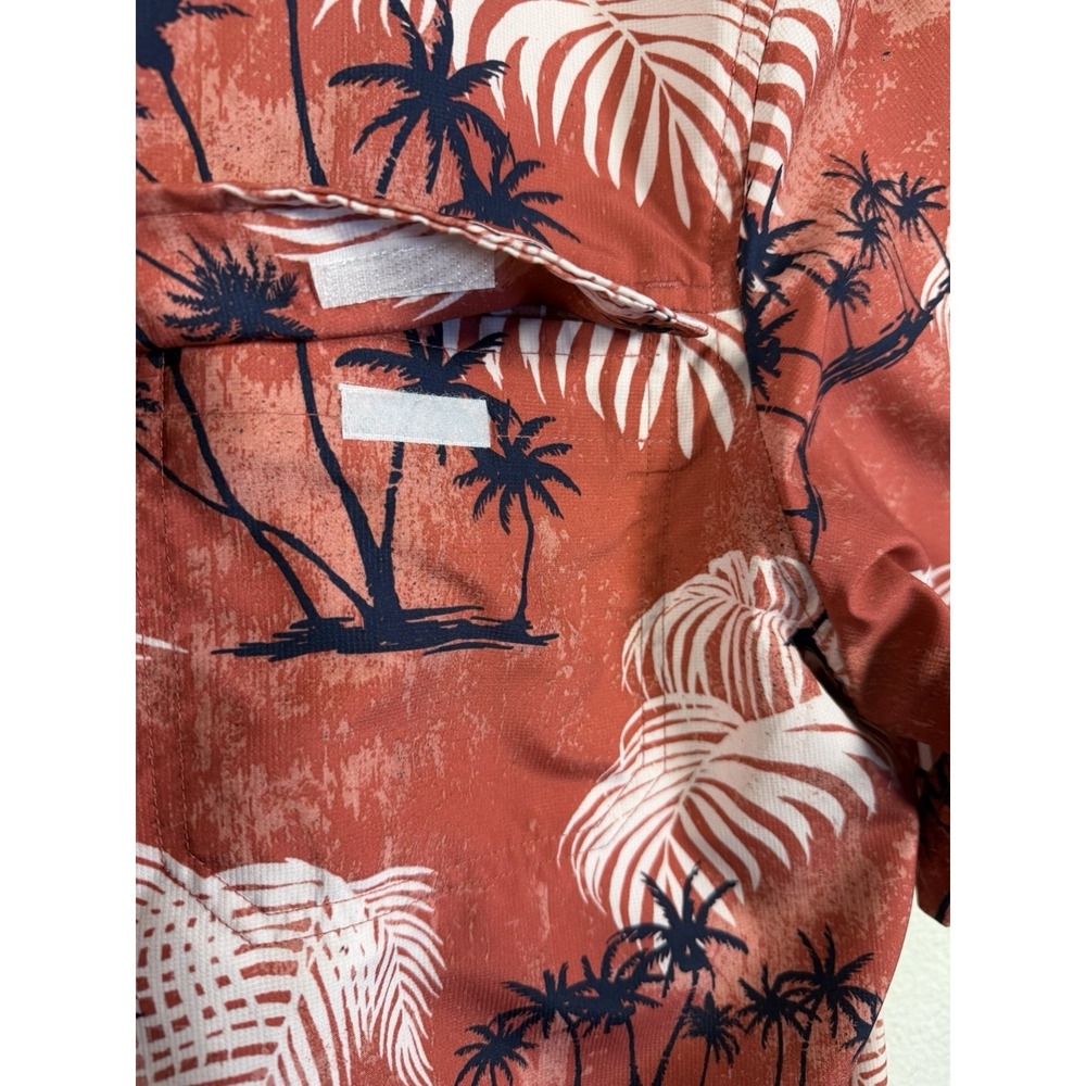 Chaps Mens‎ XL Performance Shirt Red Tropical Palm Tree  Button Down Shirt - Picture 5 of 13